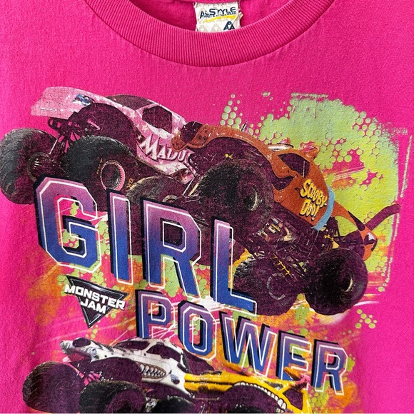 Monster Jam Truck Scooby-Doo All American Kids Girl Pink T-Shirt Size M - Picture 2 of 14